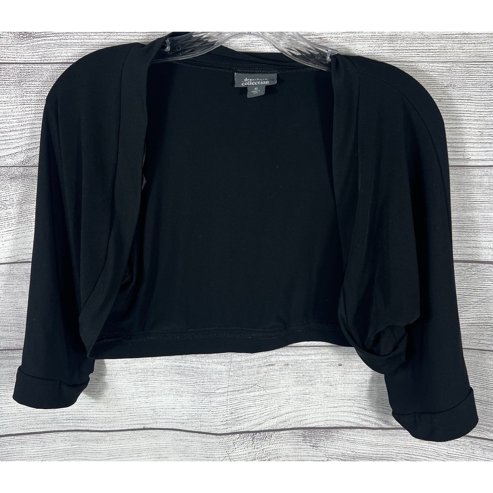 Dressbarn Collections Women's Black Top Button Cropped Party Cardigan XL